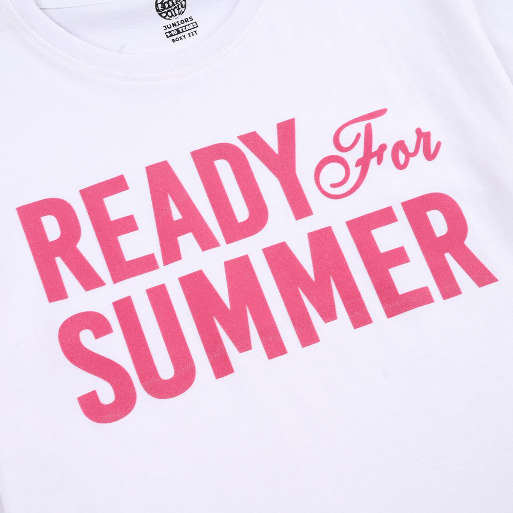 Girls Jersey/Terry T-Shirt (Ready For Summer) - White