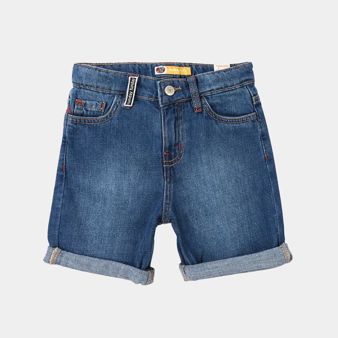Boys Denim Rigid Shorts - Mid Blue