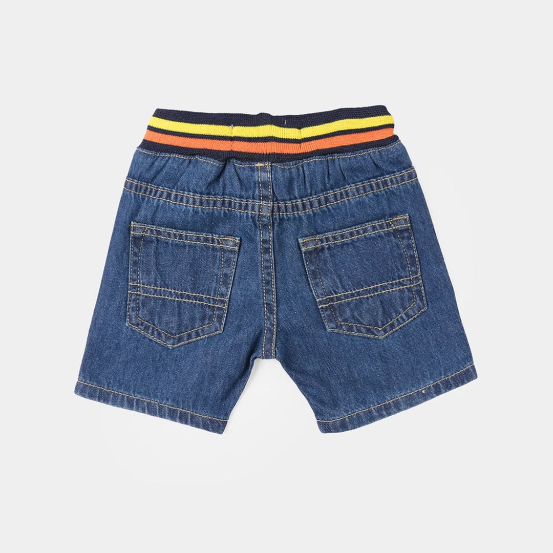 Infant Boys Denim Rigid Shorts Character - Dark Blue