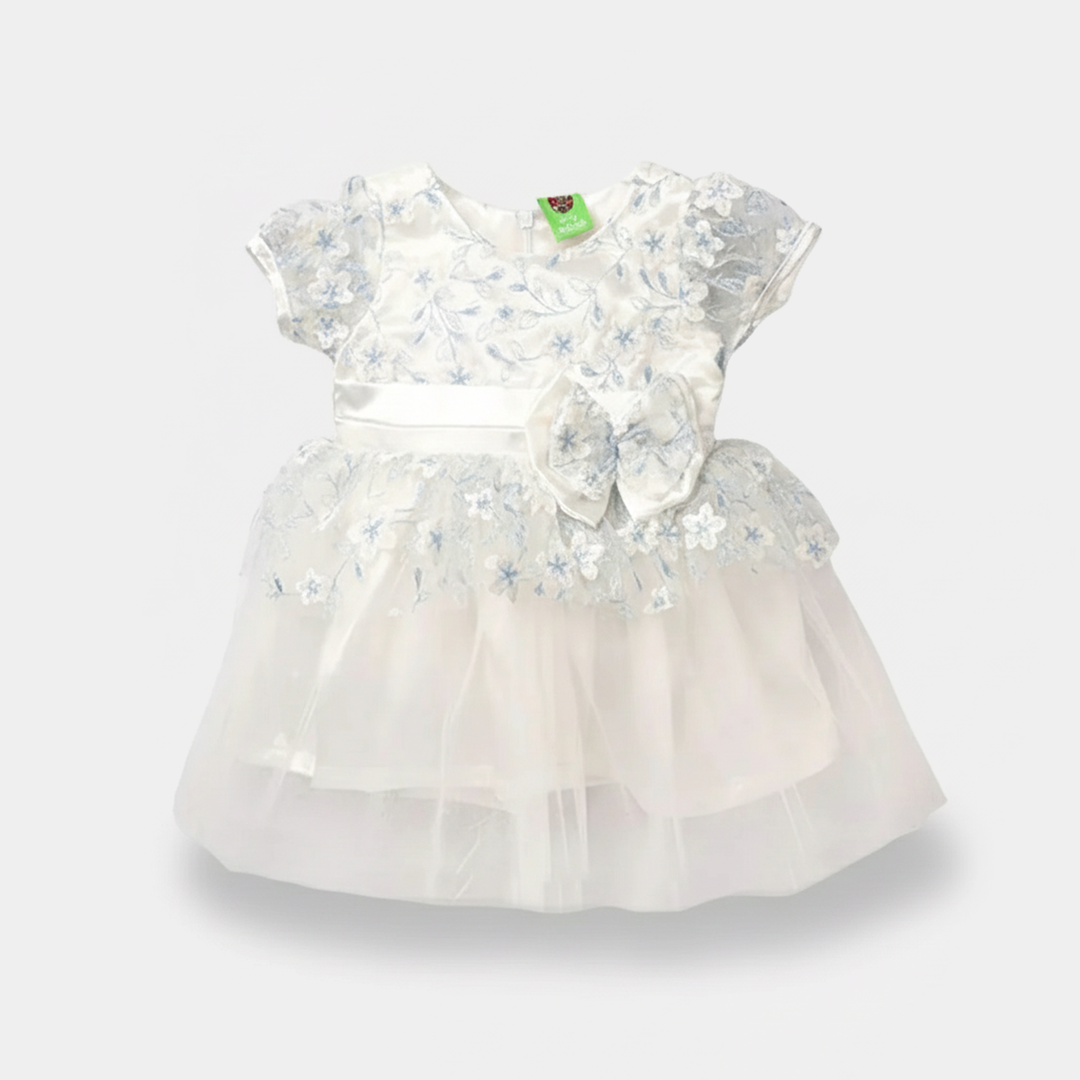 Infant Girls Net Fancy Frock - White