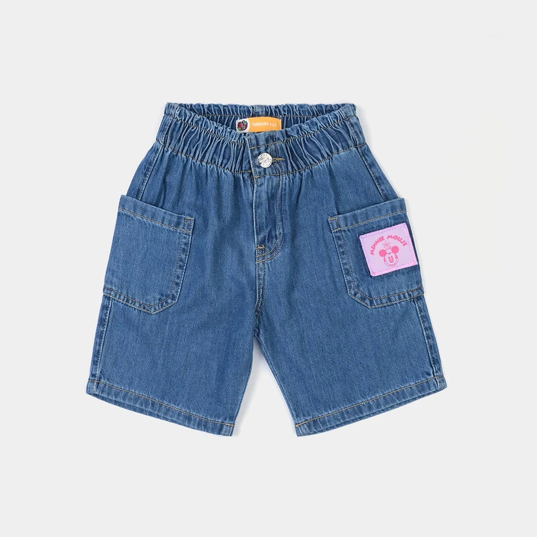 Girls Denim Shorts Character - Mid Blue