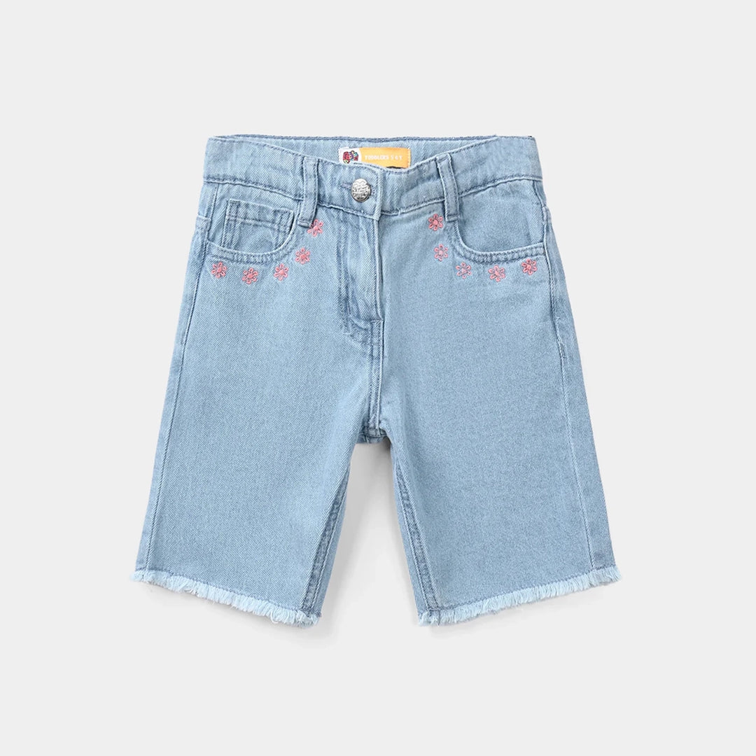 Girls Denim Rigid Shorts - Light Blue
