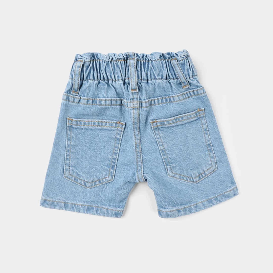 Infant Girls Denim Rigid Shorts - Light Blue