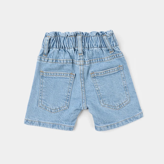Infant Girls Denim Rigid Shorts - Light Blue