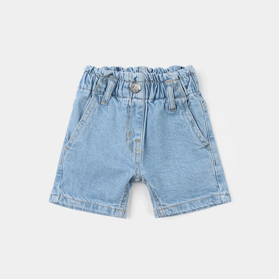 Infant Girls Denim Rigid Shorts - Light Blue