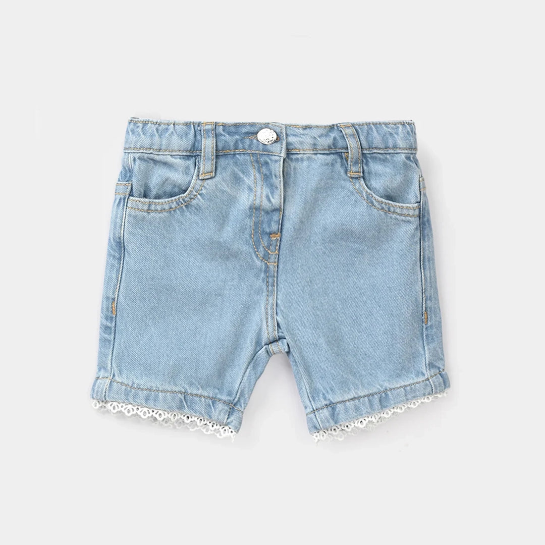 Infant Girls Denim Rigid Shorts - Light Blue