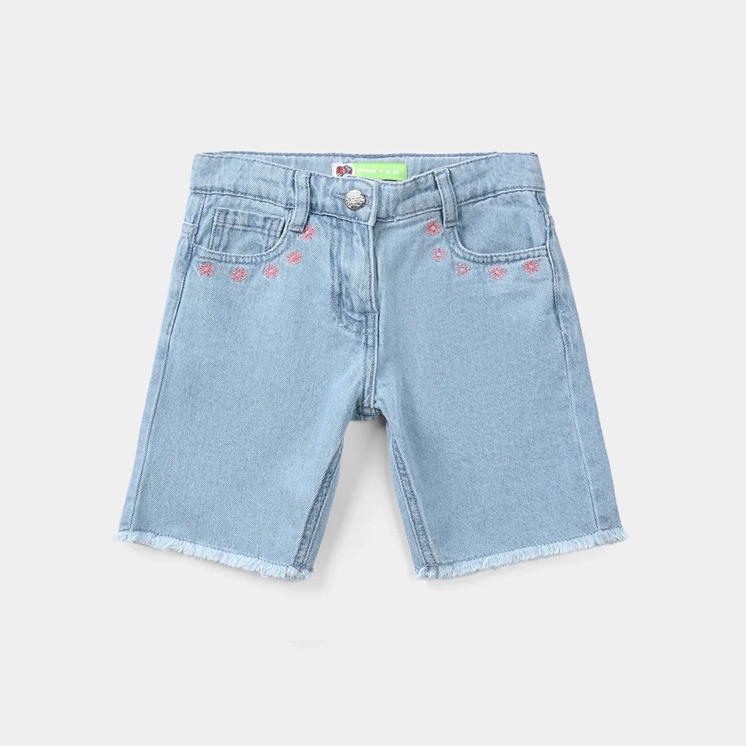 Infant Girls Denim Rigid Shorts - Light Blue