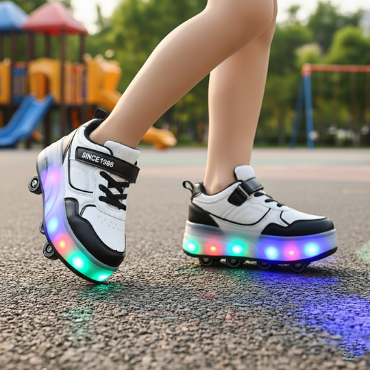 Roller Skate Walking Shoes with Four Wheels & Multi Lights
