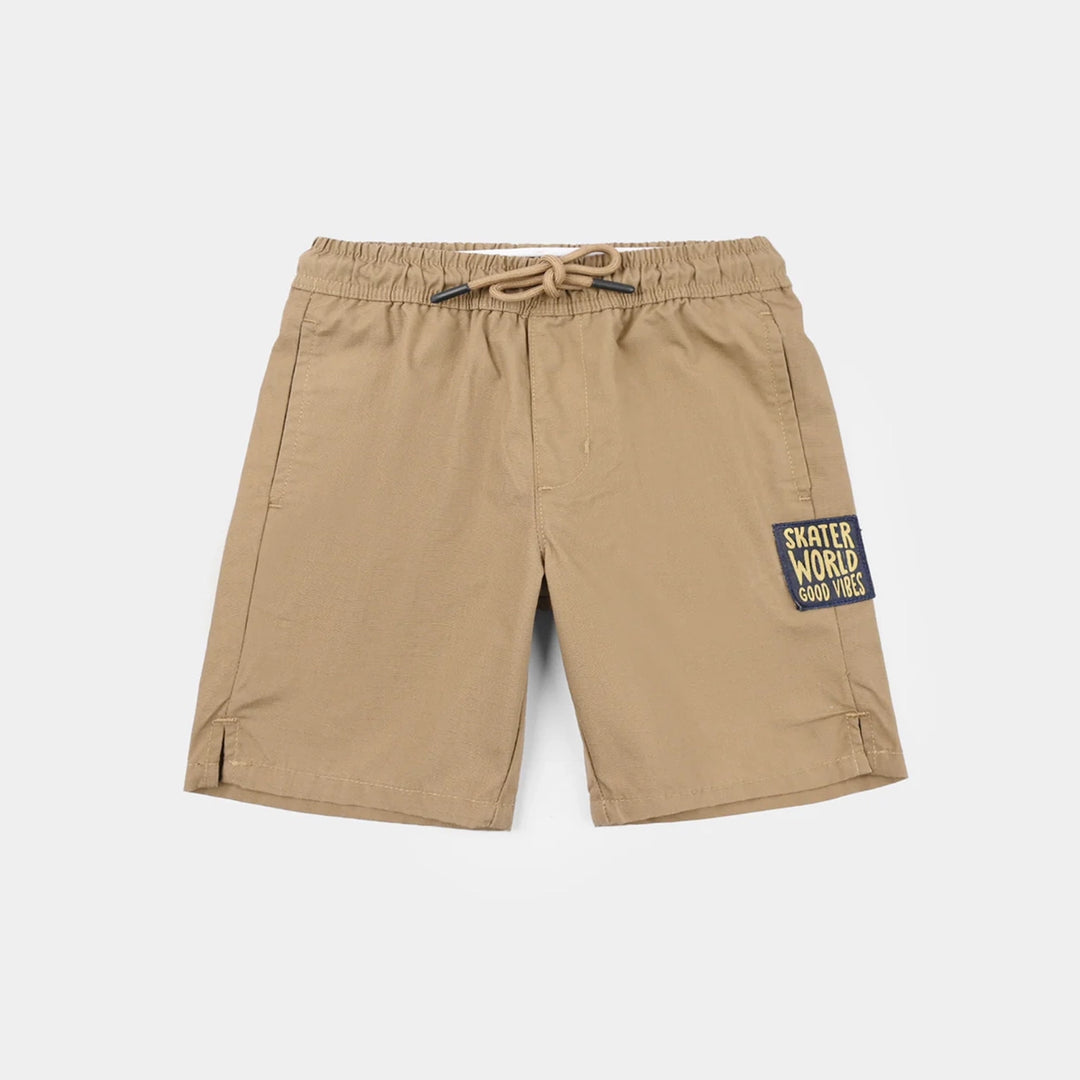Boys Cotton Twill Shorts (SCATER WORLD) - Brown