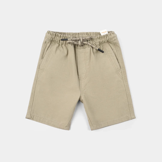 Boys Cotton Twill Shorts - Brown