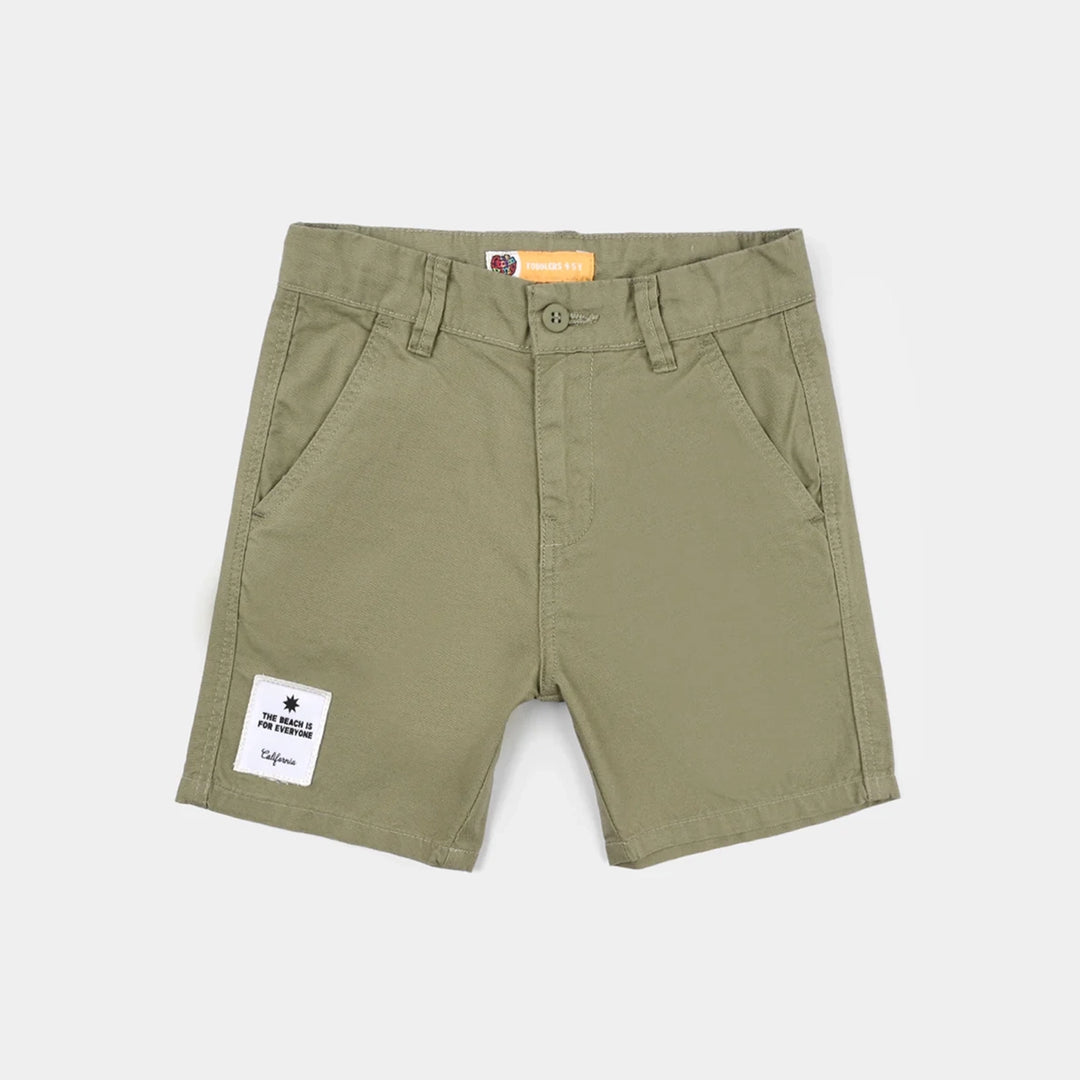 Boys Cotton Twill Shorts - Olive Green