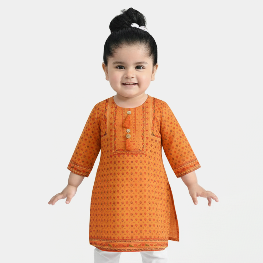 Infant Girls Poly Cambric Printed Kurti