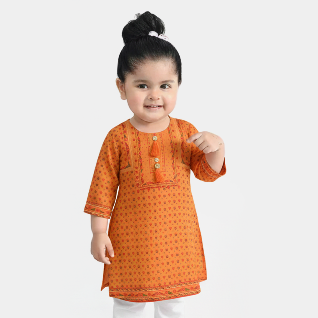 Infant Girls Poly Cambric Printed Kurti