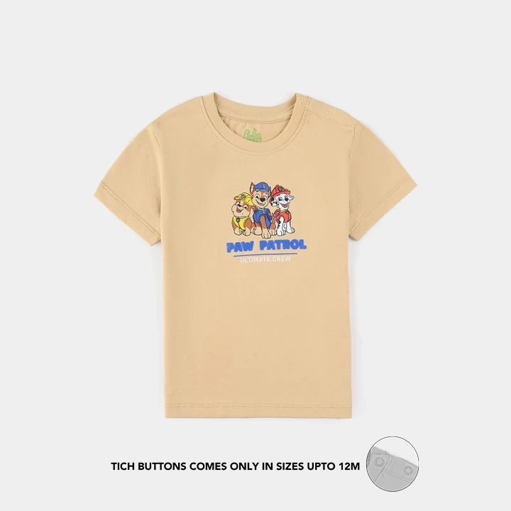 Infant Boys Cotton Jersey Round Neck T-Shirt- Sand/Brown