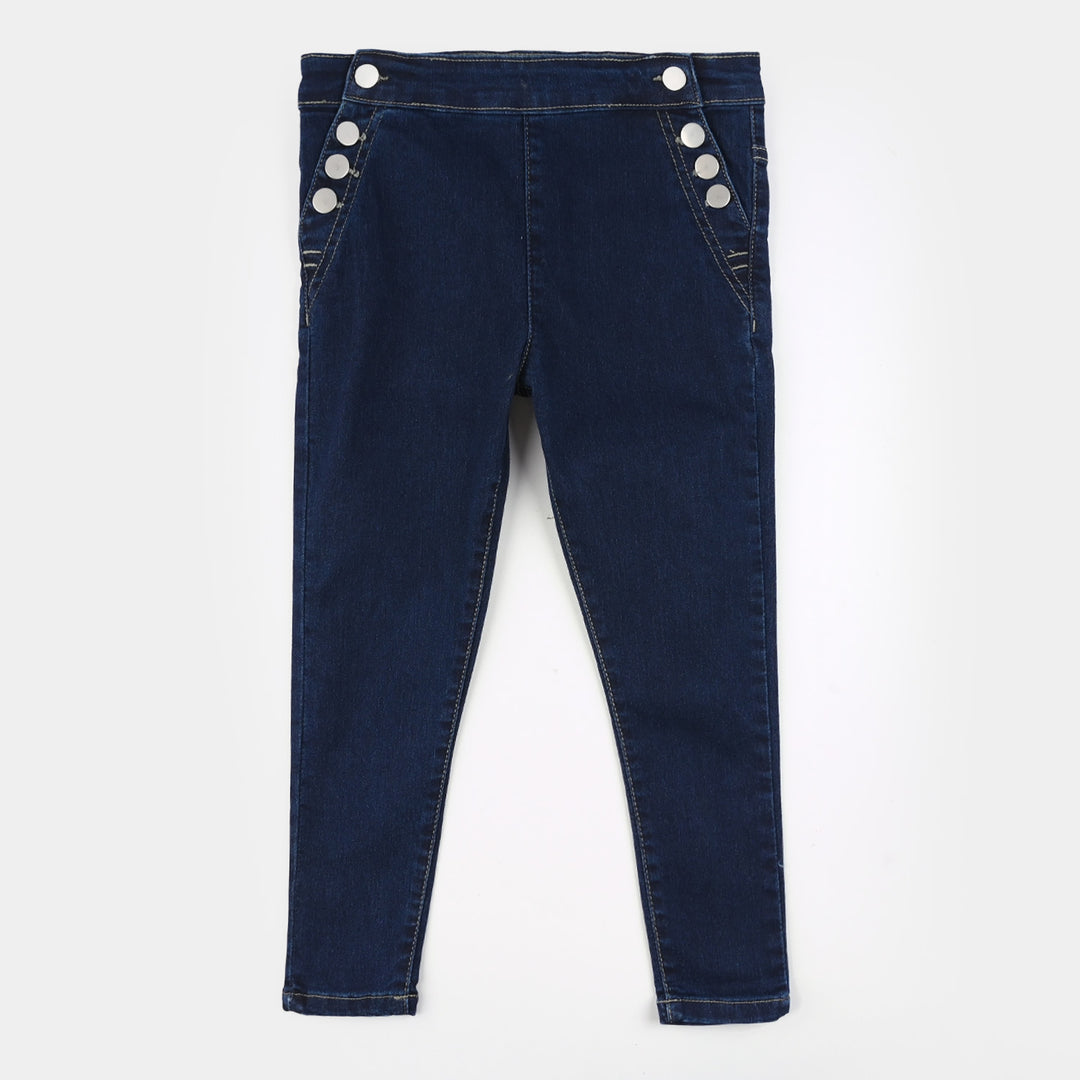 Girls Denim Stretch Jeggings - Dark Blue