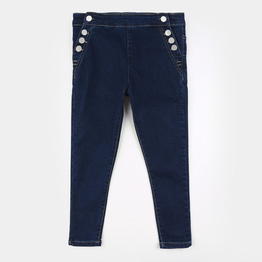 Girls Denim Stretch Jeggings - Dark Blue