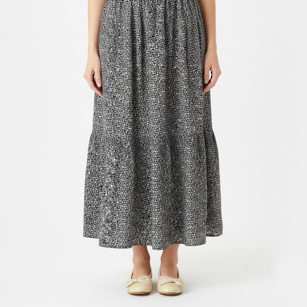 Girls Poly Crinkle Long Skirt Flower - Multi