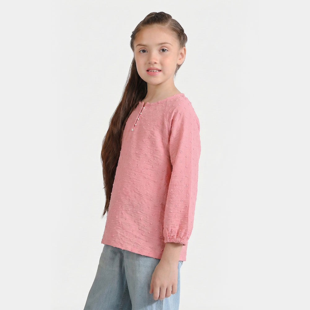 Girls Cotton Casual Top Brochia – Pink