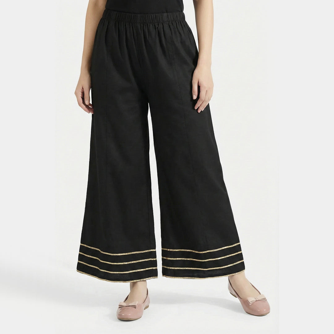 Girls Cotton Dhaka Pants (Gota Patti) – Black