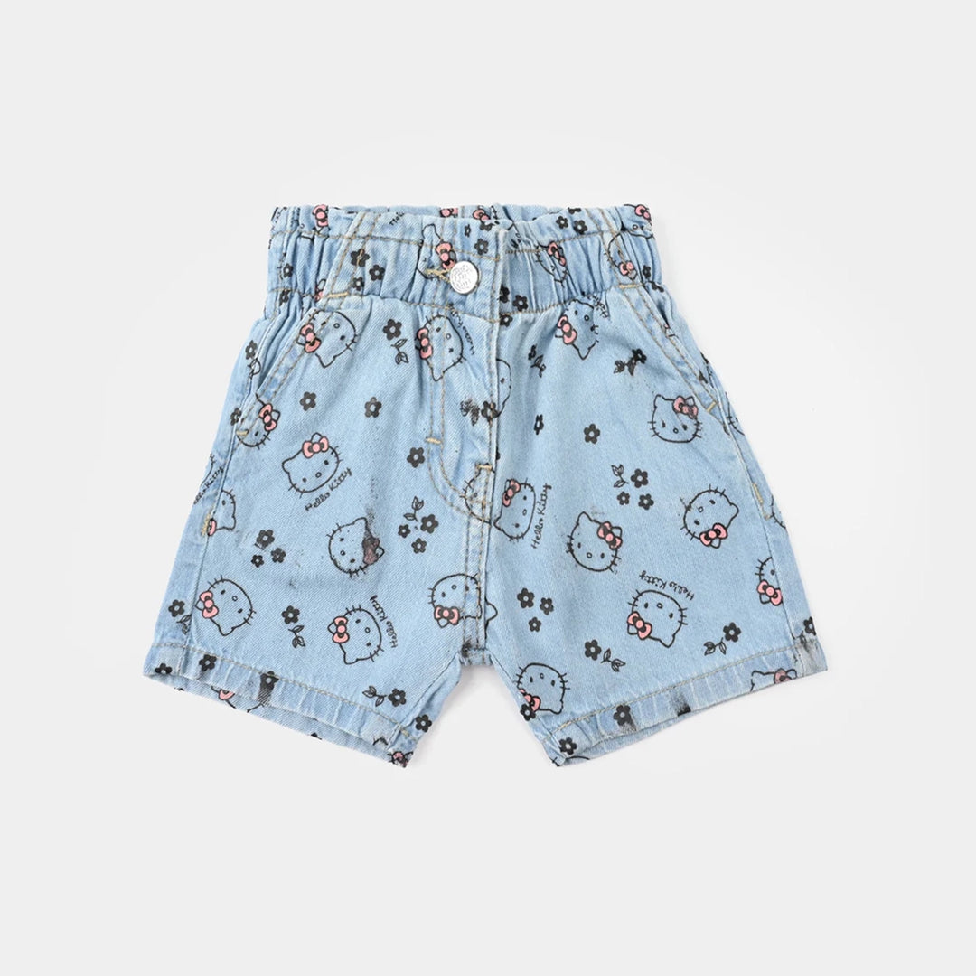 Infant Girls Denim Stretch Shorts - Light Blue