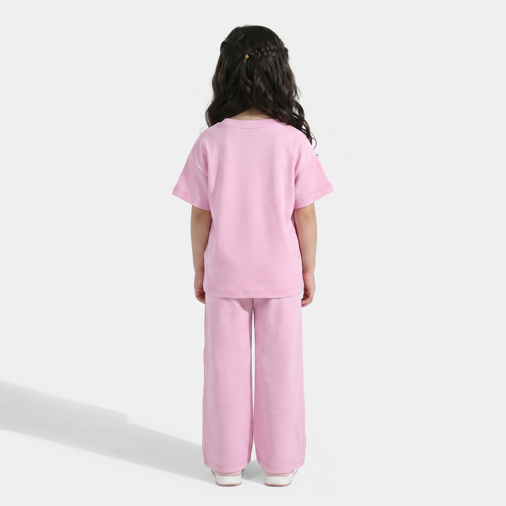 Girls Cotton Interlock 2-Piece Suit (Smiley Face) - Pink