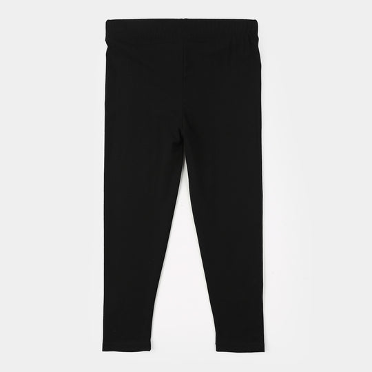 Girls Lycra Jersey Embroidered Tights (Daisy) - Black