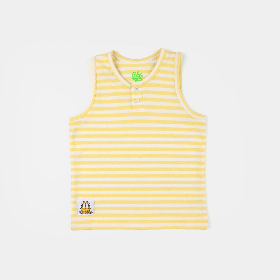 Infant Boys Cotton PK Sando (Plain 2) - Yellow/Stripes