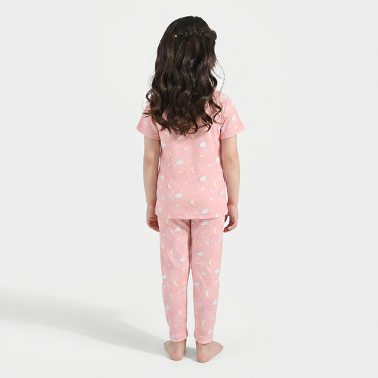 Girls Jersey/Terry Night Suit (Star & Moon) – Pink