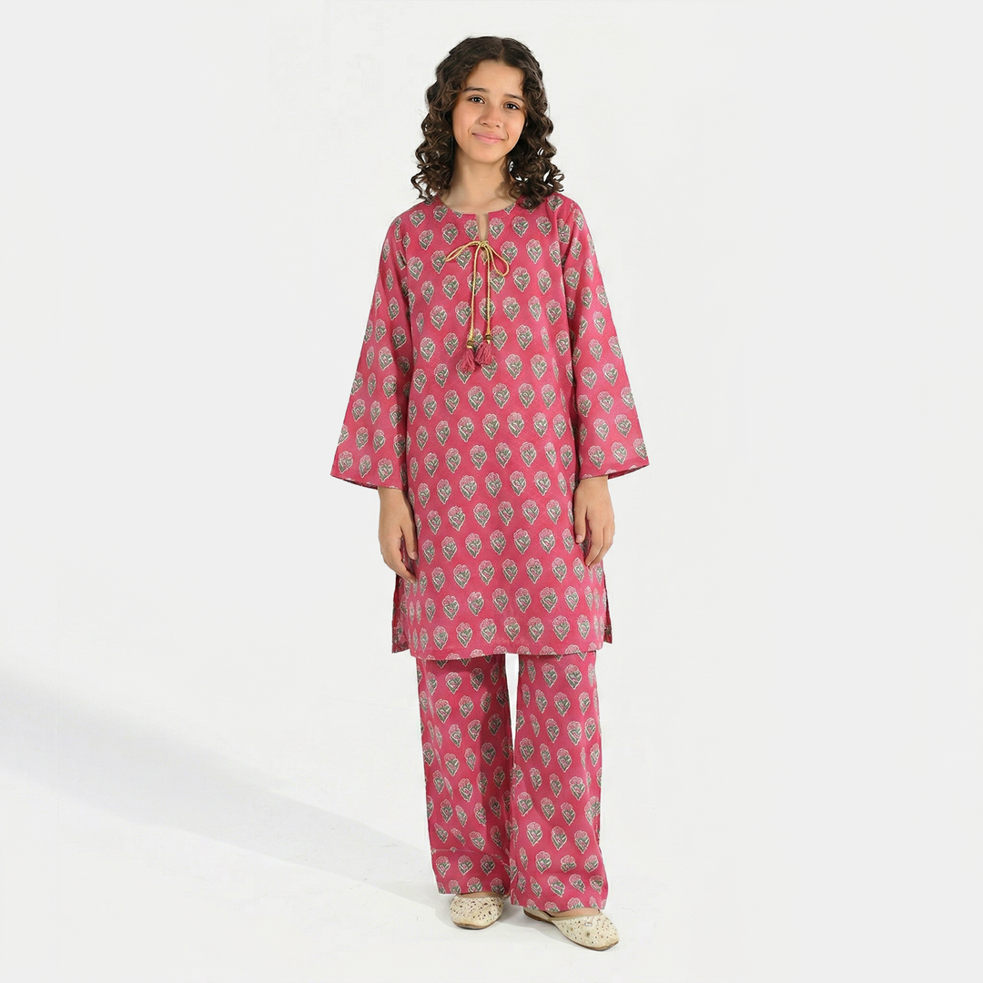 Teens Girls Jacquard Printed 2Pcs Desi Plum-Purple