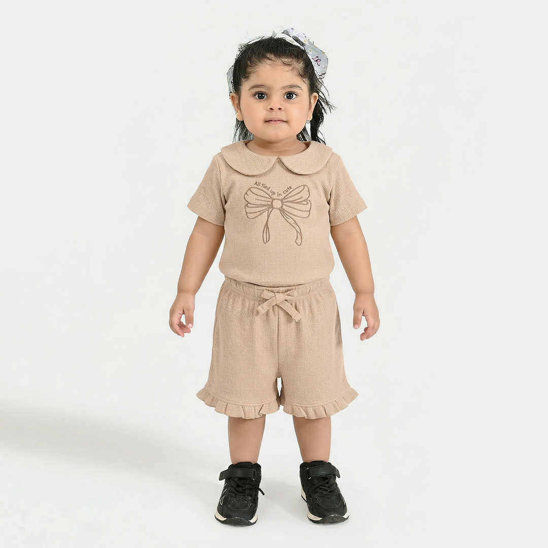 Infant Girls Thermal Knitted Suit (Tres Chic) - Brown