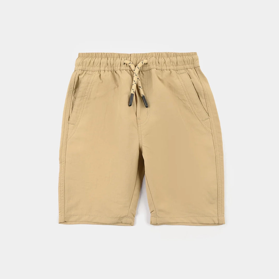Boys Poly Twill Poly Shorts – Beige