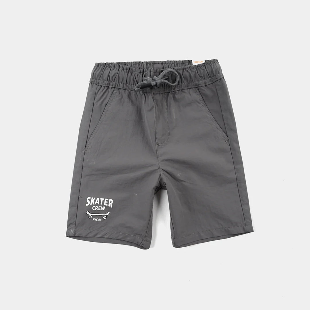 Boys Poly Twill Poly Shorts Skater Crew – Grey