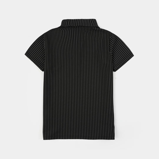 Boys Polyester yarn dyed Polo (Big Things) - Black