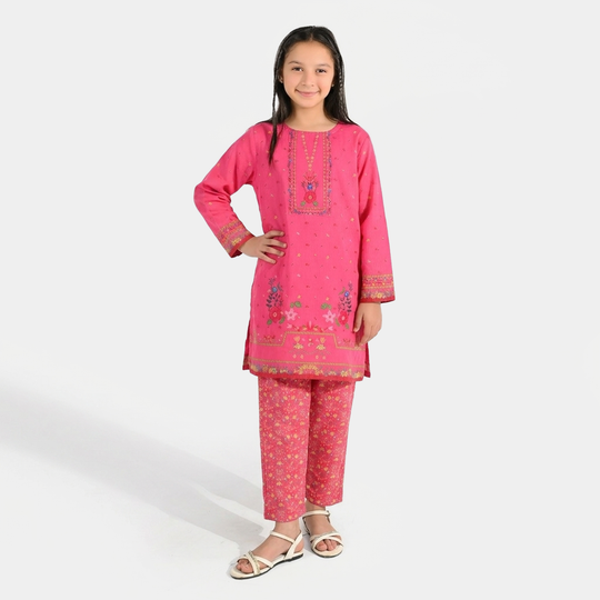 Girls Jacquard Printed 2Pcs (Bloom) - Pink