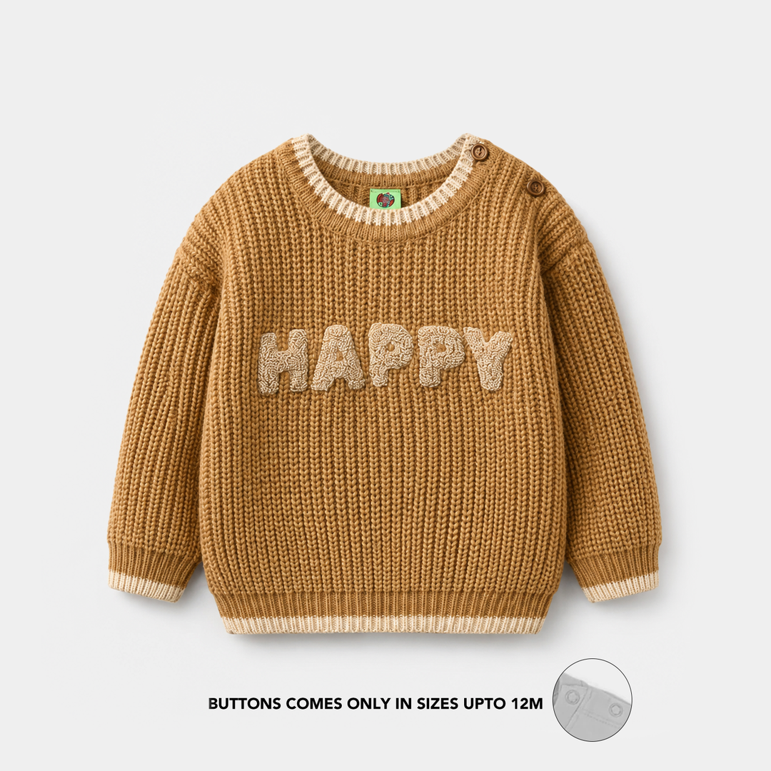 Infant Boys Acrylic Sweater - Happy - Mustard