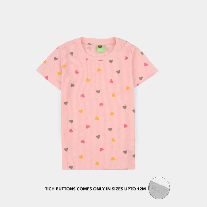 Infant Girls Thermal T-Shirt Hearts-PINK