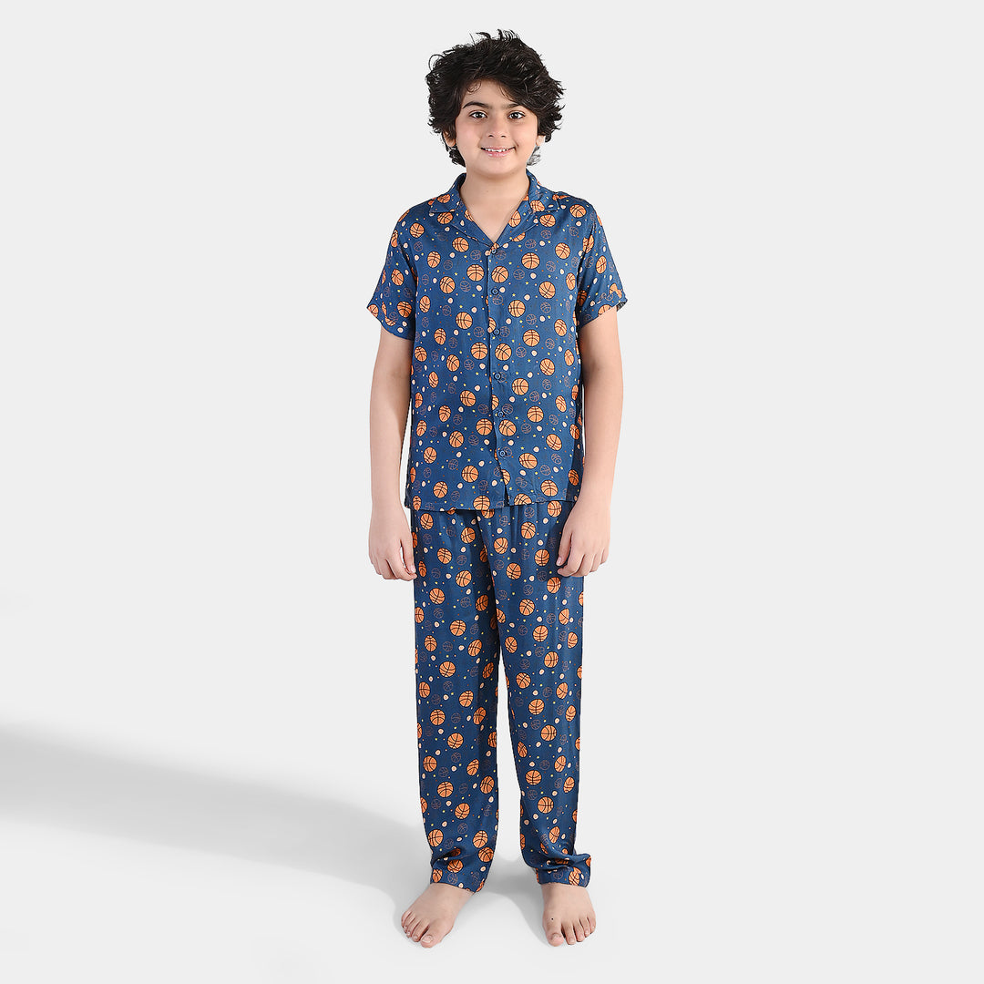 Boys Viscose Nightwear  Basketball -Teal Blue