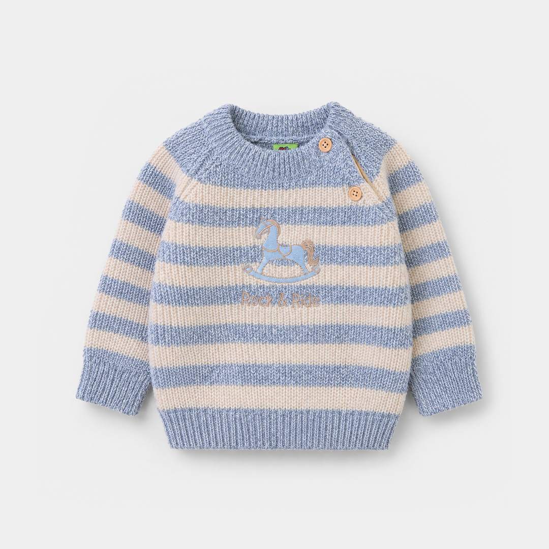 Infant Boys Feather - Acrylic Sweater - Rock & Ride - Blue & White