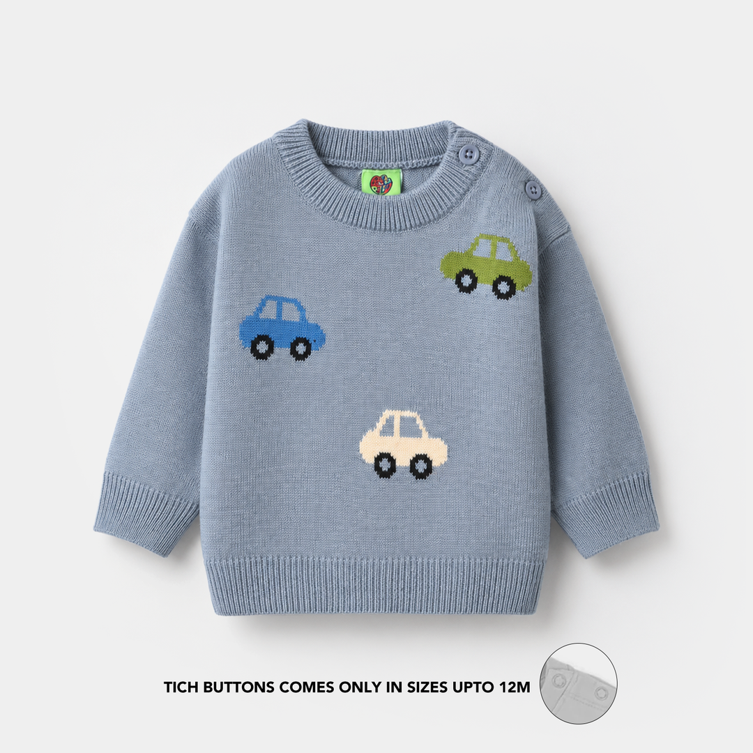 Infant Boys Acrylic Sweater - Traffic - Light Blue