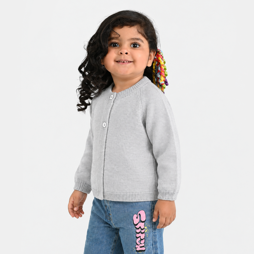 Infant Girls Acrylic Sweater-Cardigan-Lt.Grey