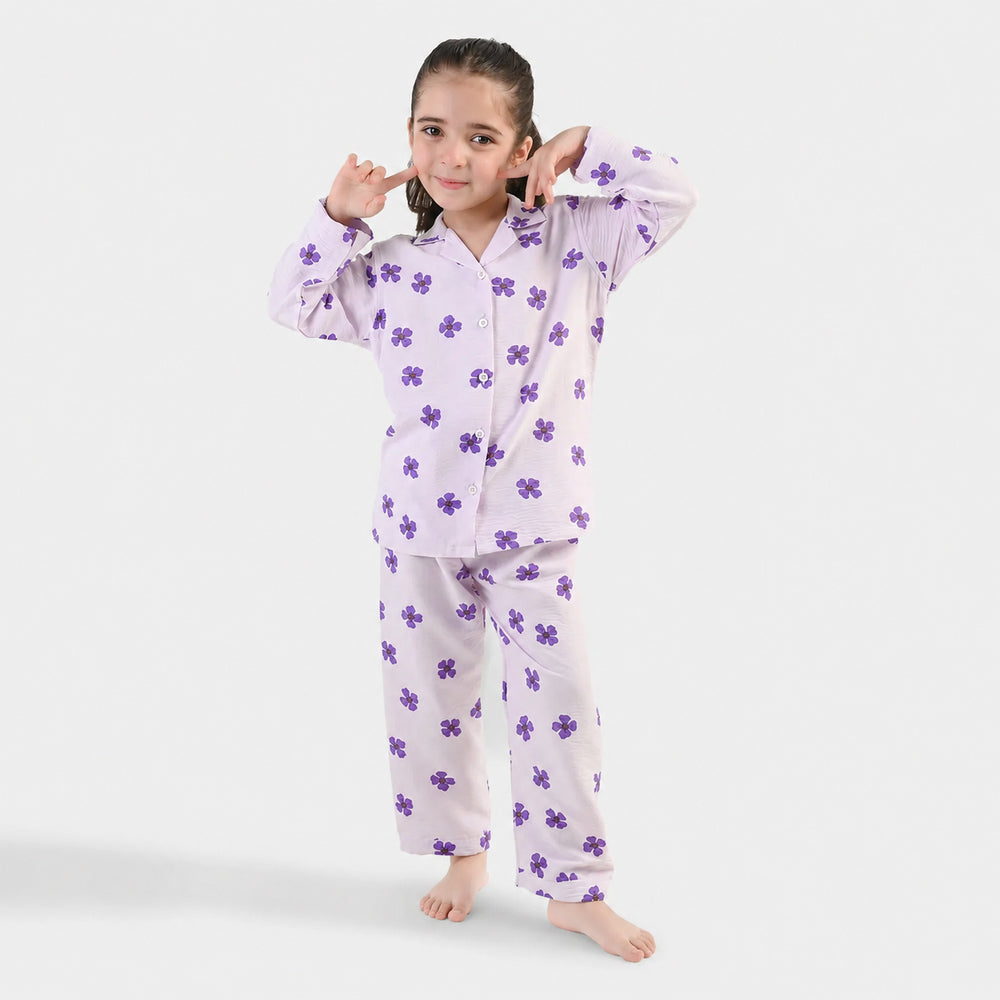 Girls Linen Viscose Nightwear - Lilly Lilac