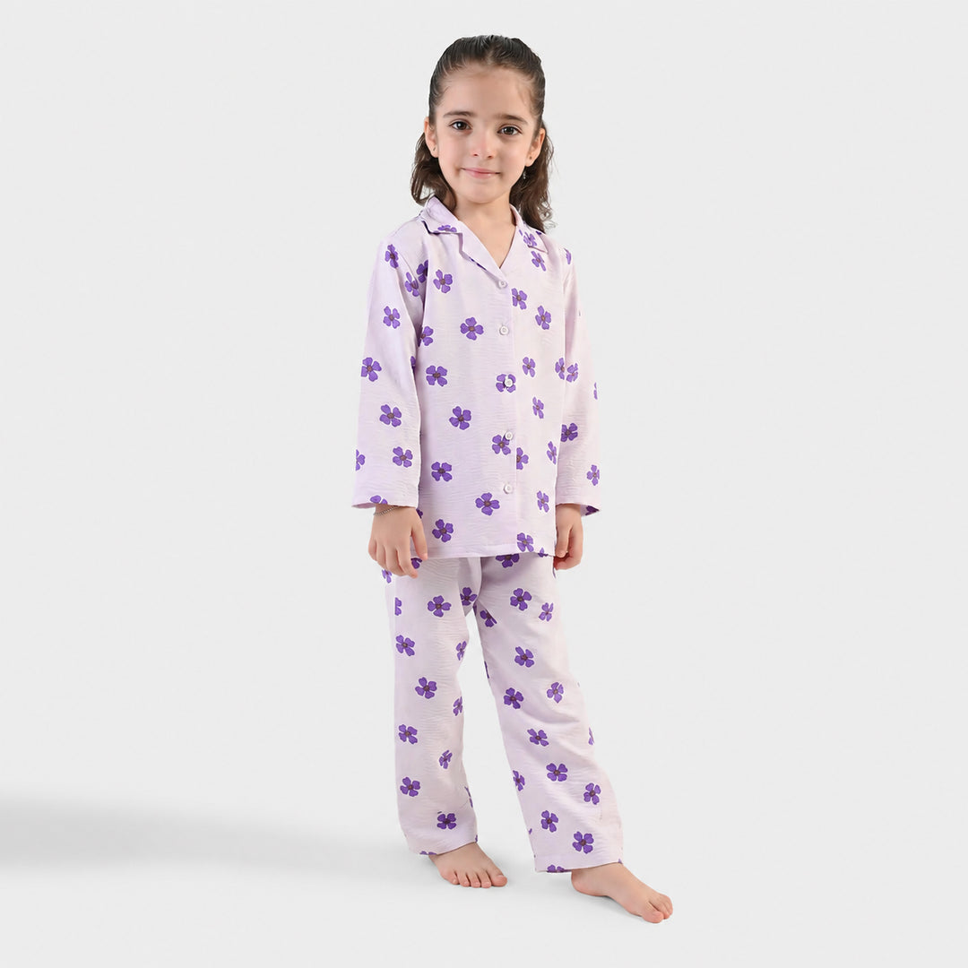 Girls Linen Viscose Nightwear - Lilly Lilac