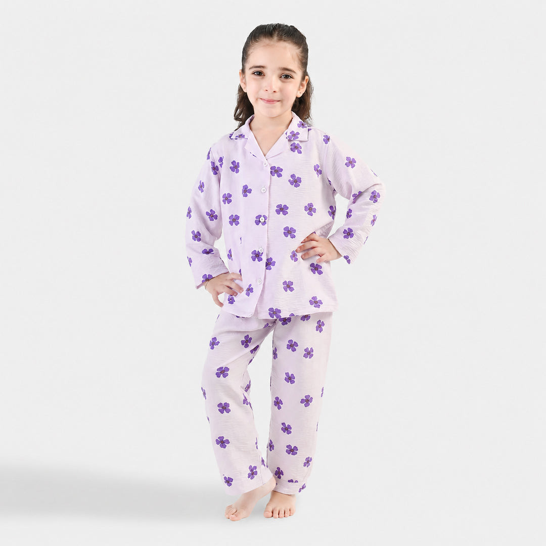 Girls Linen Viscose Nightwear - Lilly Lilac