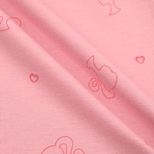 Girls Poly Cotton Jersey Night Suit Character- Pink