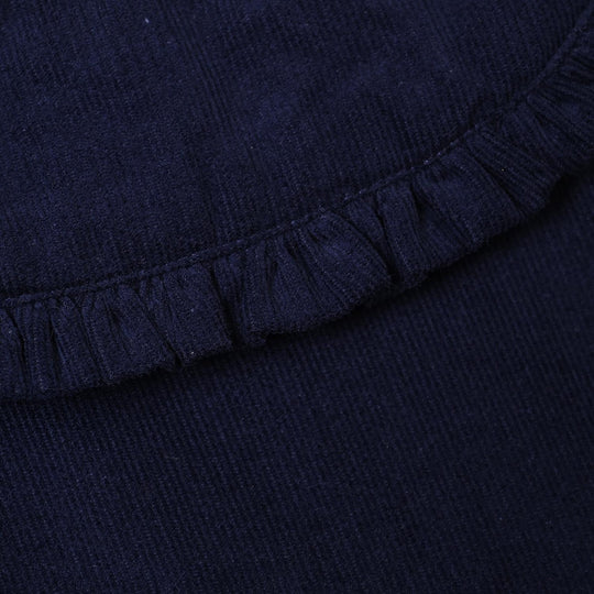 Girls Corduroy Emb Casual Frock Carbon - Navy Blue