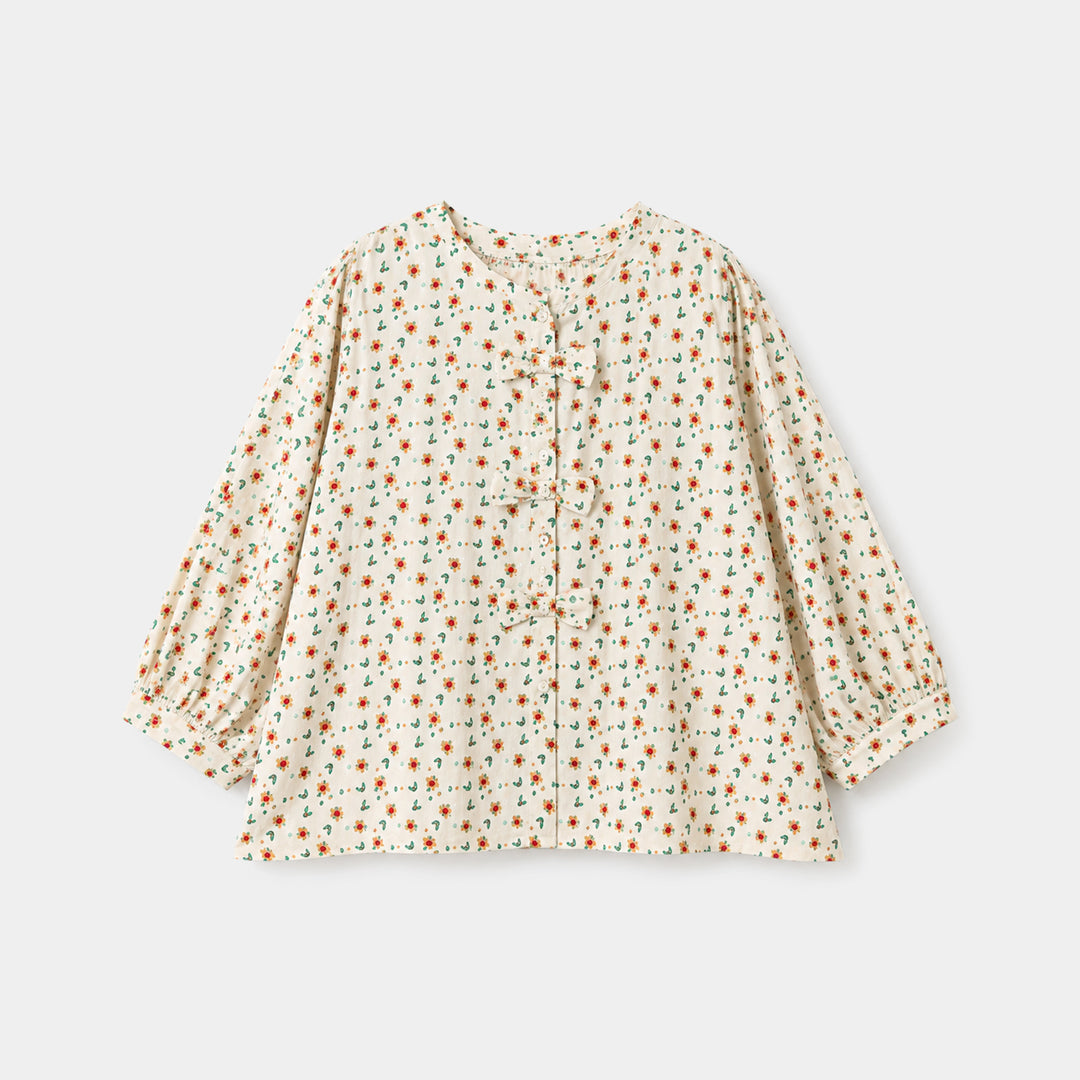 Girls Poly Cotton Casual Top Spiral - Off White