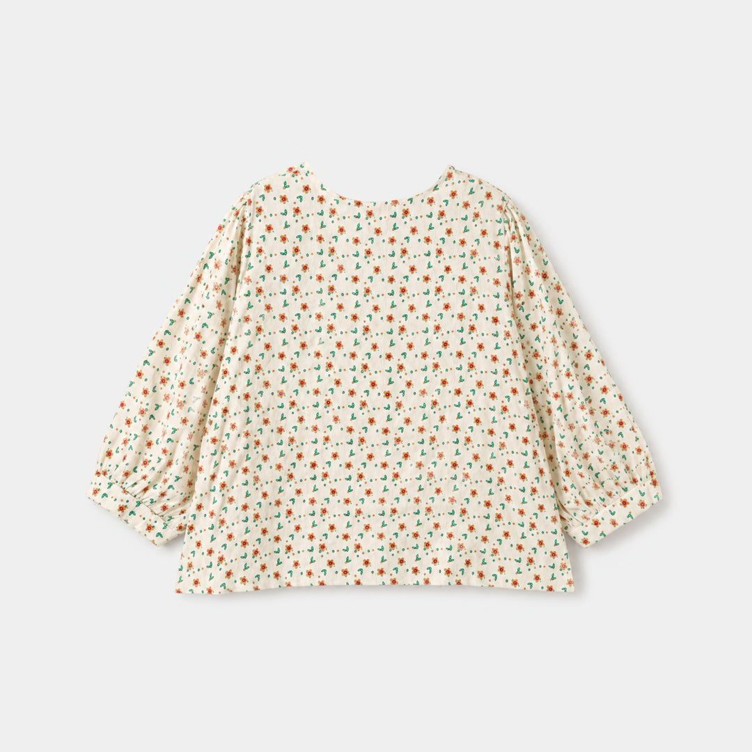 Girls Poly Cotton Casual Top Spiral - Off White