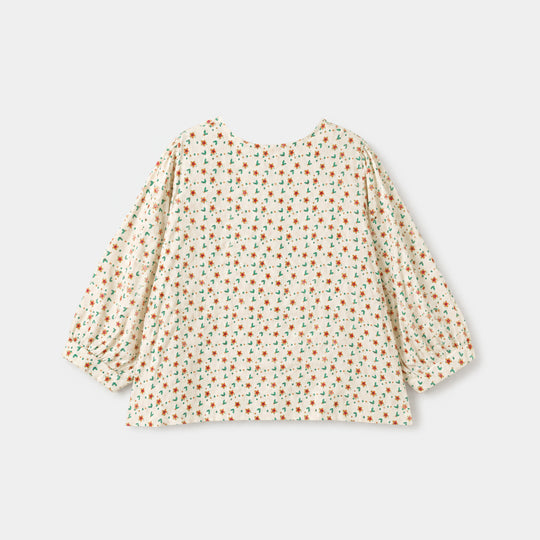 Girls Poly Cotton Casual Top Spiral - Off White