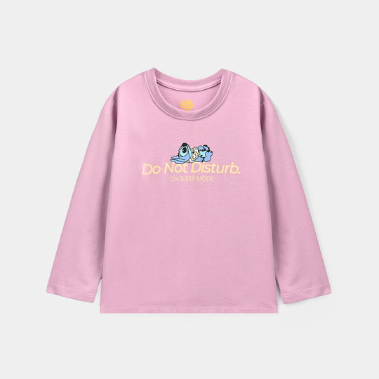 Girls Poly Cotton Jersey Night Suit Do not Disturb-Purple