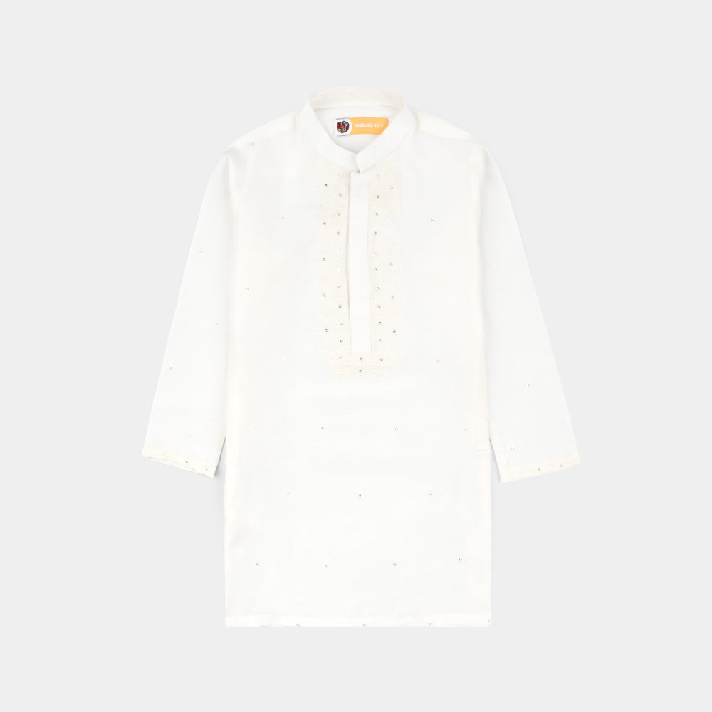 Boys Poly Cotton 2Piece Suit (Chamak) - White
